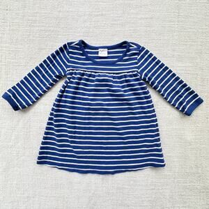 Hanna Andersson Blue & White Striped Long Sleeve Dress VGUC 18-24mo